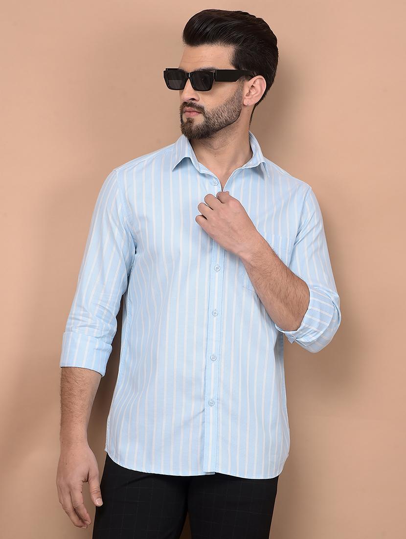 men stripes long sleeve slim fit casual shirt 