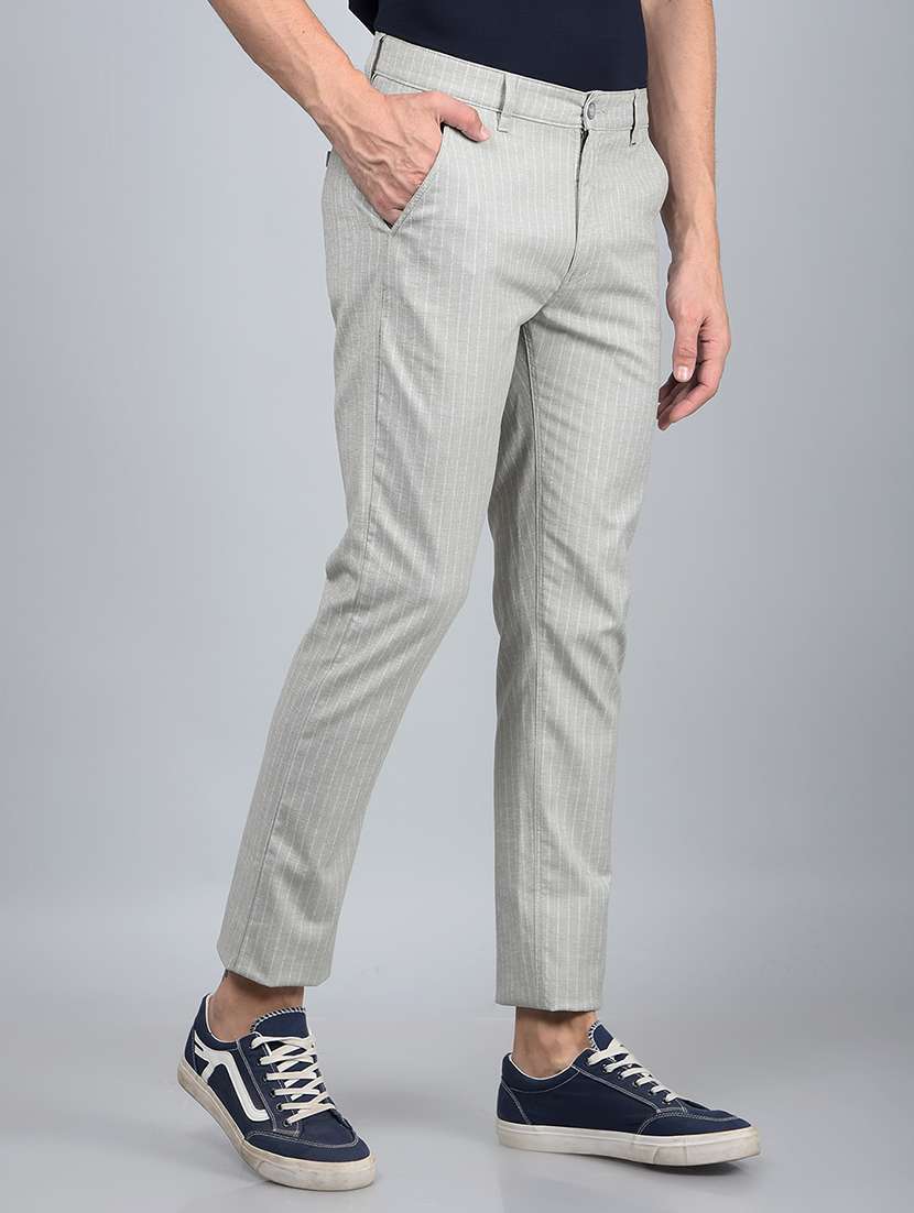men grey stripes mid rise chinos casual trouser - 21854761 -  Standard Image - 2