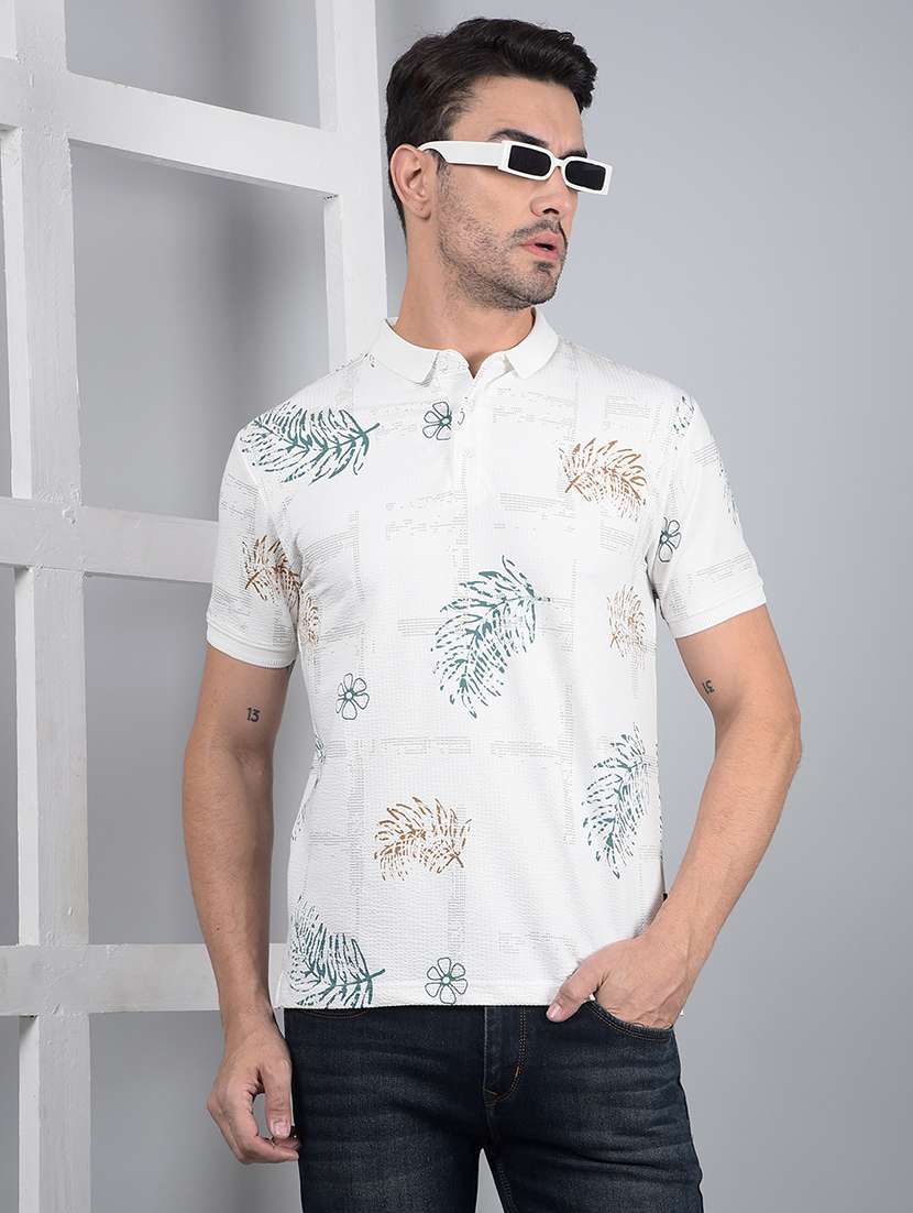 men floral short sleeve slim fit polo t-shirt 