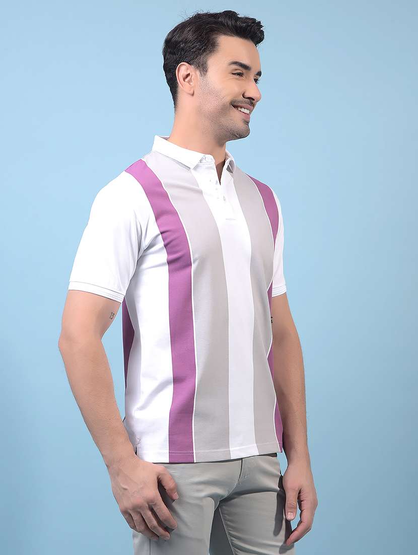men stripes short sleeve slim fit polo t-shirt - 21854782 -  Standard Image - 2