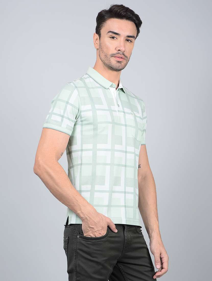 men checked short sleeve slim fit polo t-shirt - 21854789 -  Standard Image - 2
