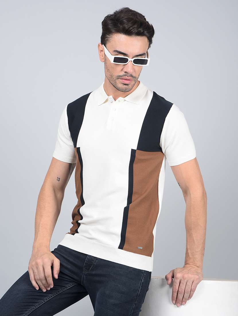 men color block short sleeve slim fit polo t-shirt