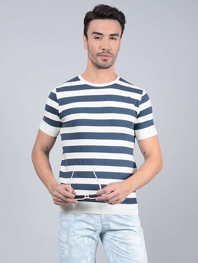 men stripes short sleeve slim fit t-shirt