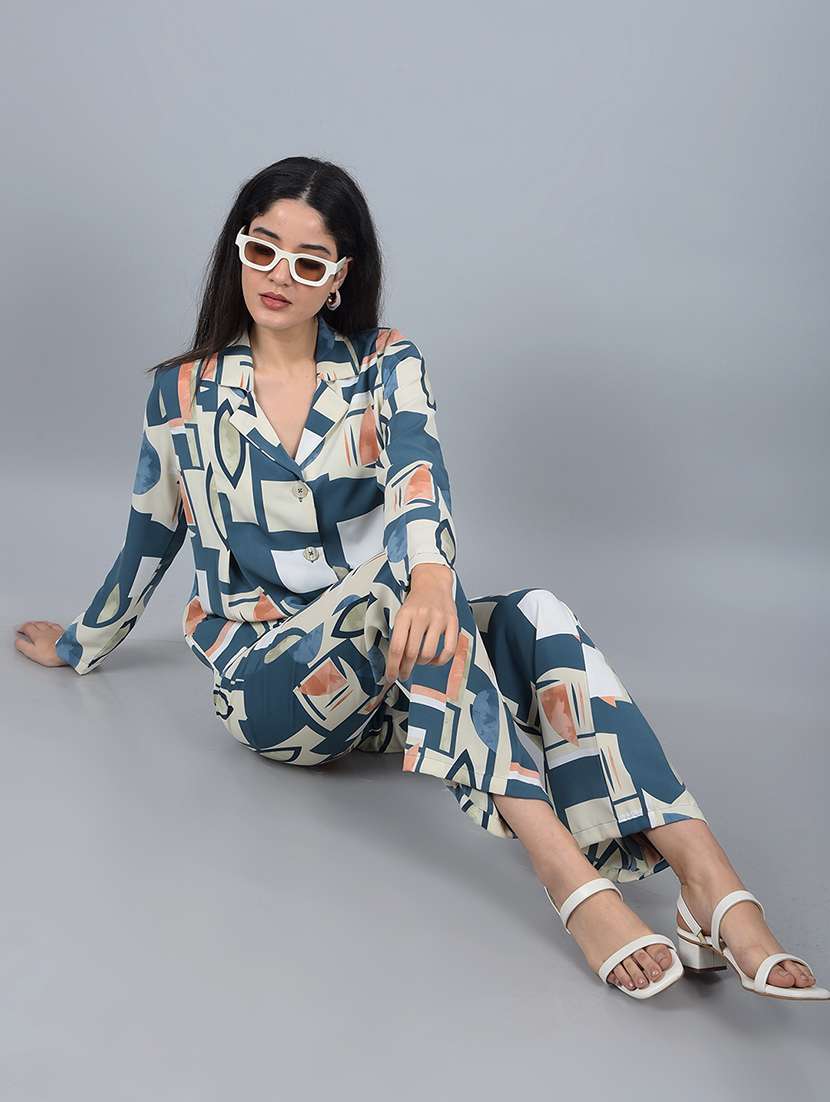 women printed shirt and trouser co-ord set
