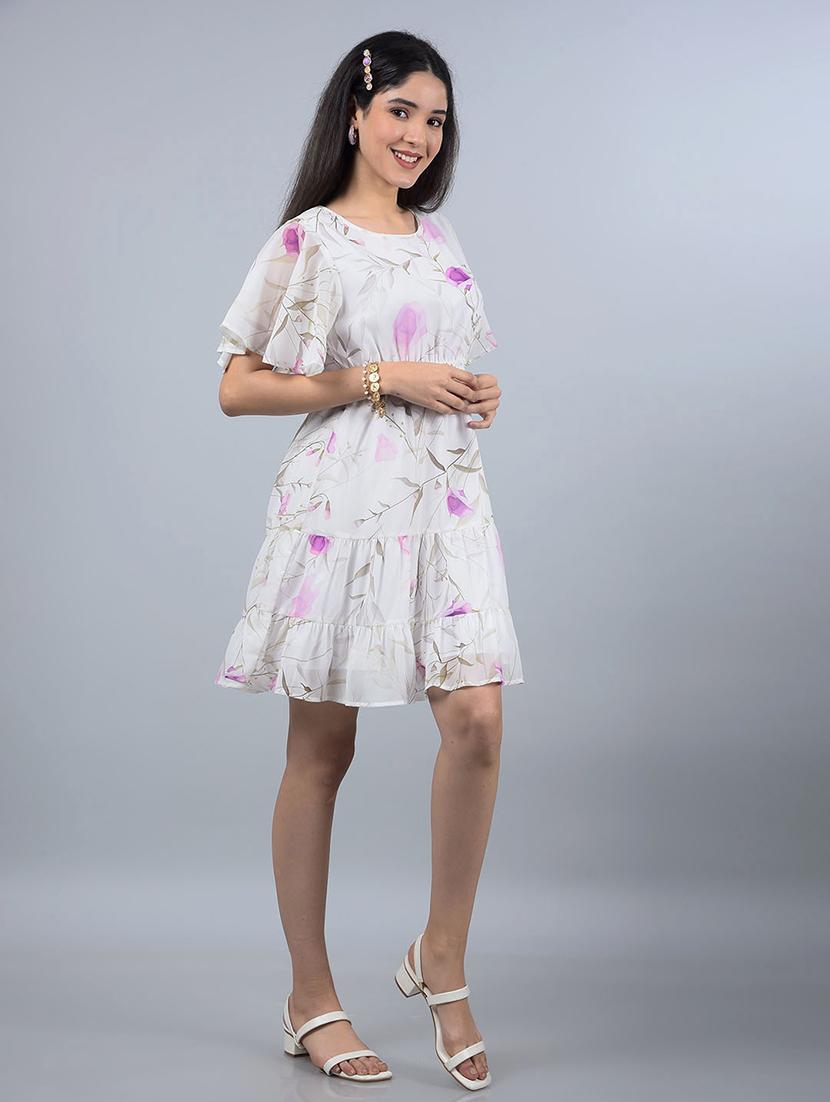 women floral print flared sleeves tiered dress - 21854811 - Standard Image - 2