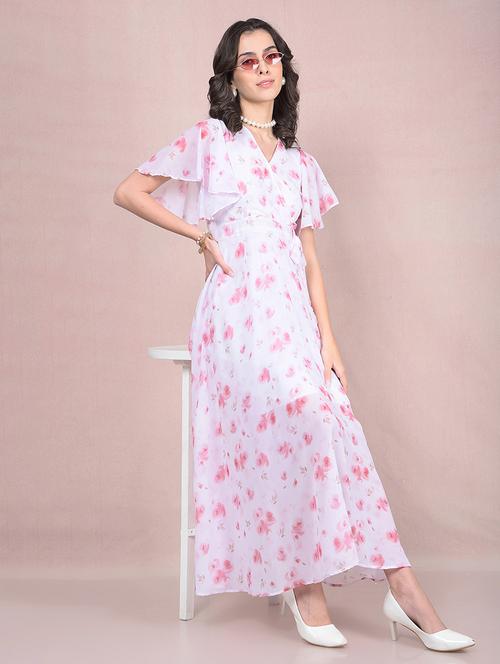 women floral print flared sleeves fit & flared dress - 21854813 - Standard Image - 0
