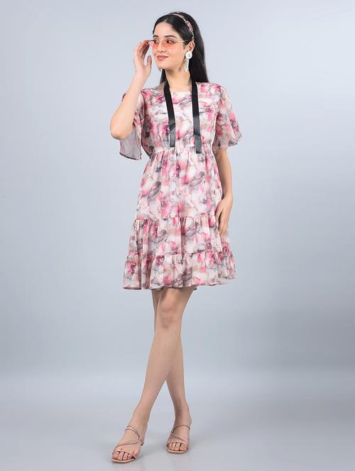 women printed flared sleeves tiered dress - 21854814 - Standard Image - 0