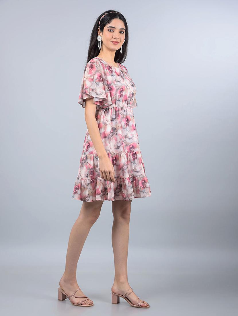 women printed flared sleeves tiered dress - 21854814 - Standard Image - 2
