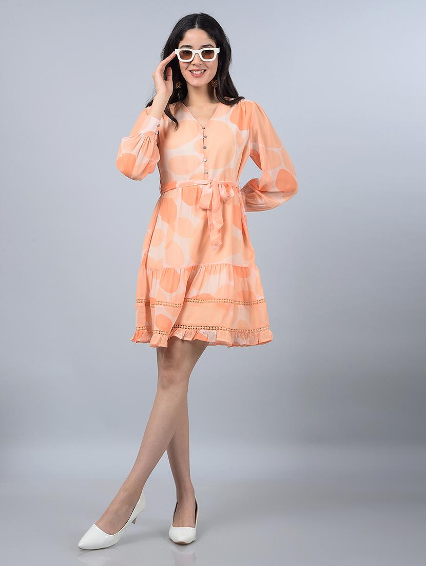 women printed puff sleeves tiered dress - 21854815 - Zoom Image - 0
