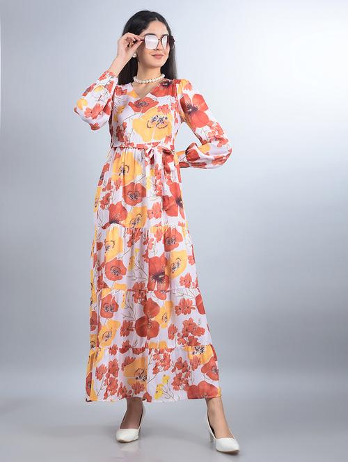 women floral printed puff sleeves tiered dress - 21854816 -  Standard Image - 0
