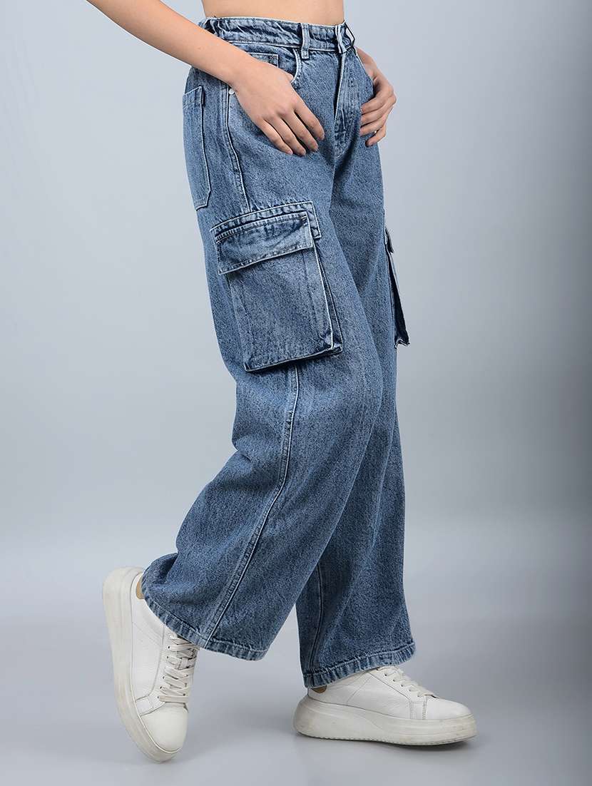 women solid high rise baggy cargo - 21854822 -  Standard Image - 2