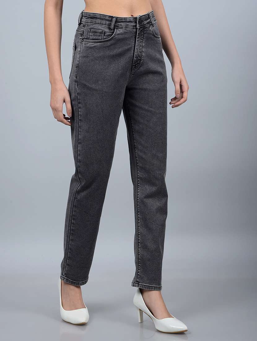 women solid high rise straight fit jean - 21854835 -  Standard Image - 2