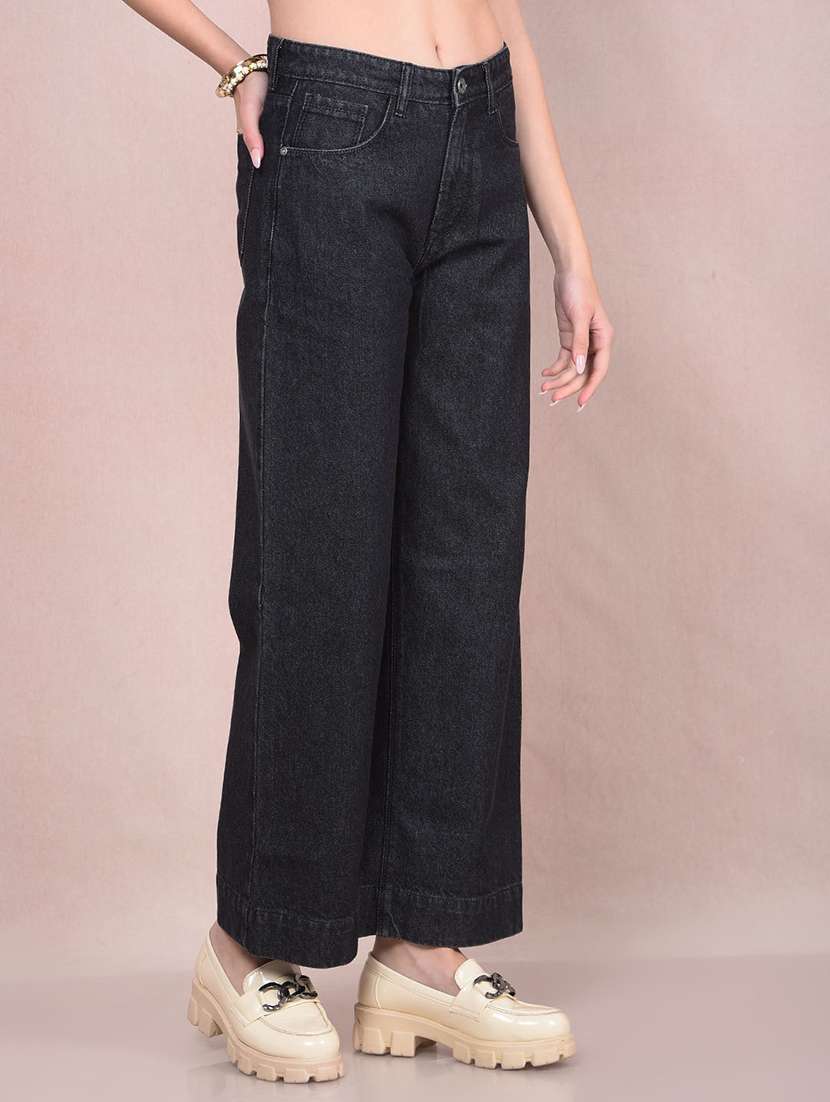 women solid high rise wide leg jean - 21854845 -  Standard Image - 2