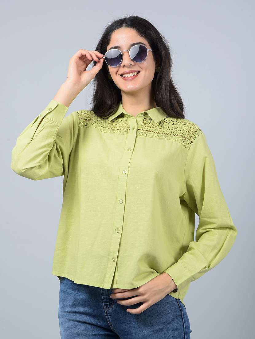women solid collared long sleeves regular shirt - 21854857 - Zoom Image - 0