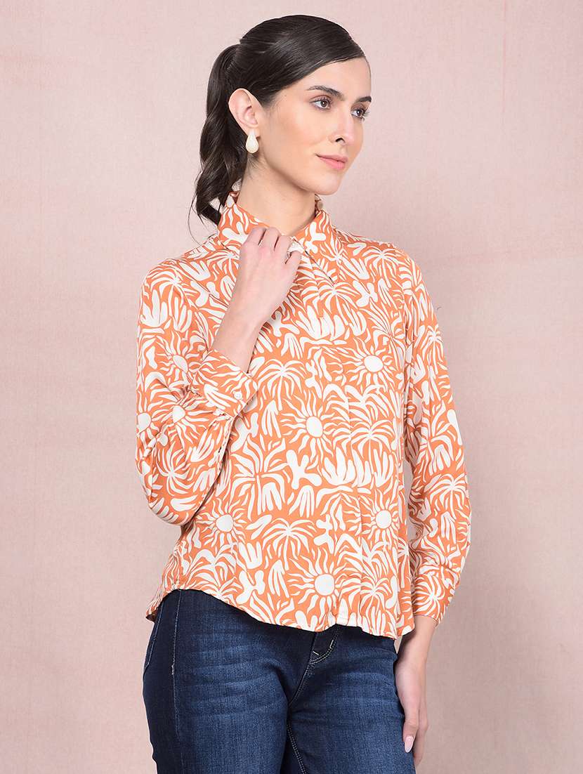 women printed long sleeves regular shirt