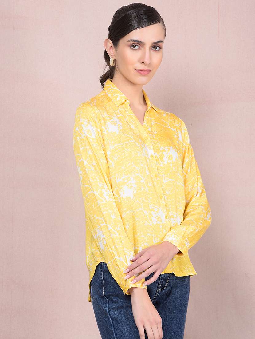 women printed long sleeves high low shirt - 21854865 -  Standard Image - 2