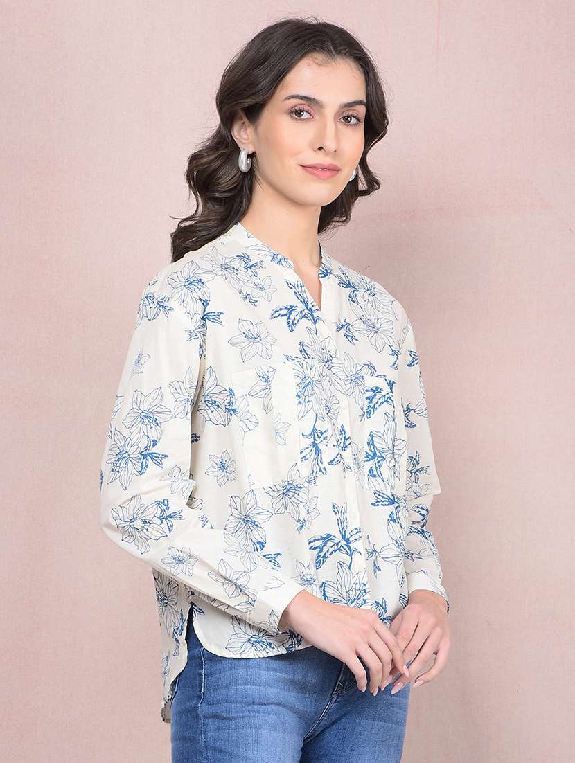 women printed long sleeves high low shirt - 21854867 -  Standard Image - 2
