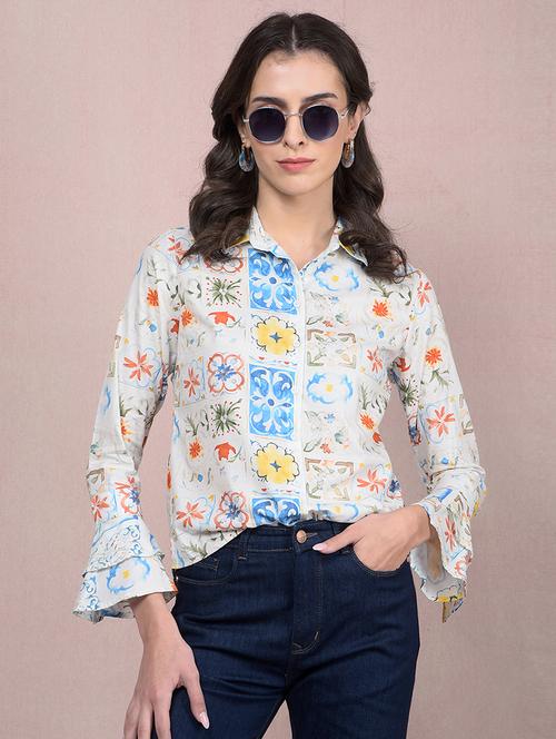 women printed bell sleeves regular shirt - 21854876 - Standard Image - 0