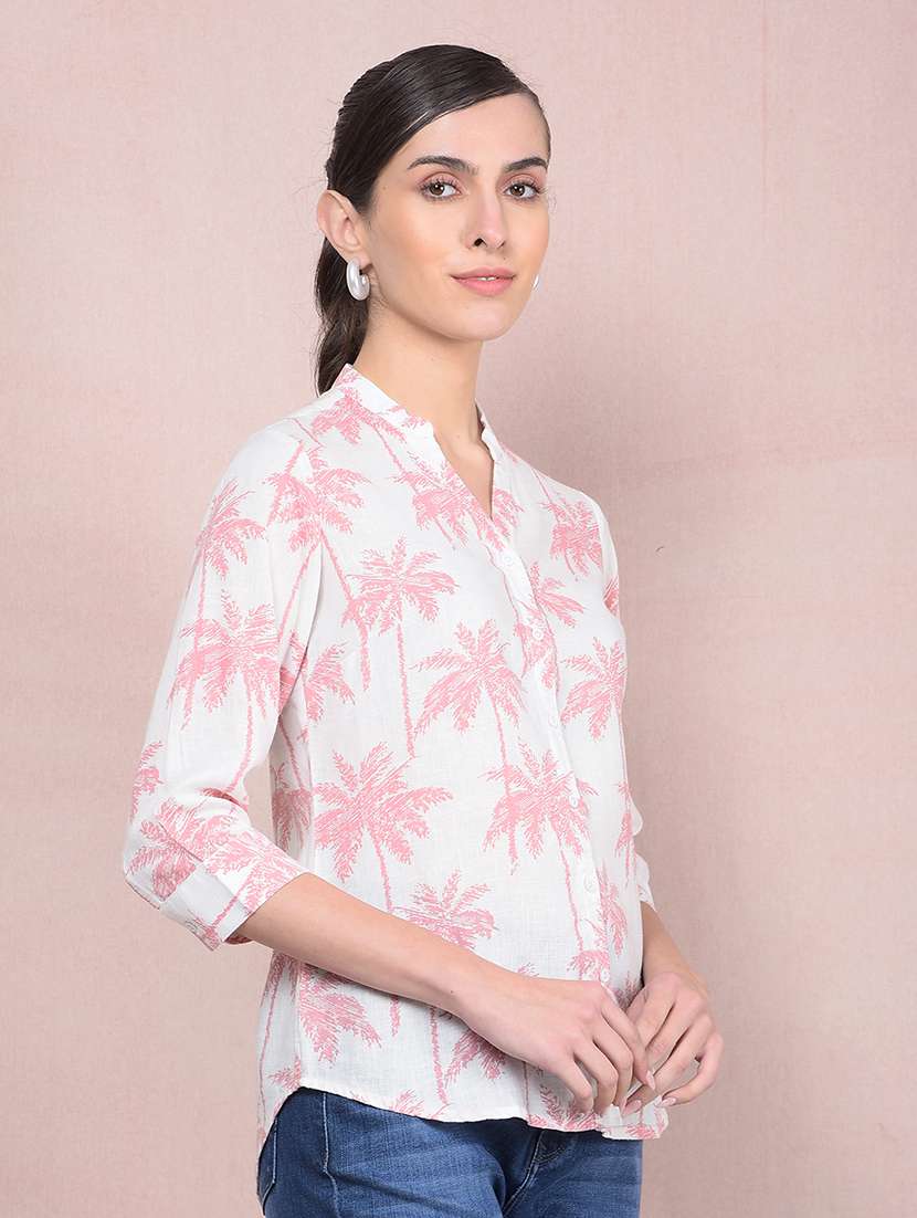 women printed mandarin neck regular shirt - 21854878 - Standard Image - 2
