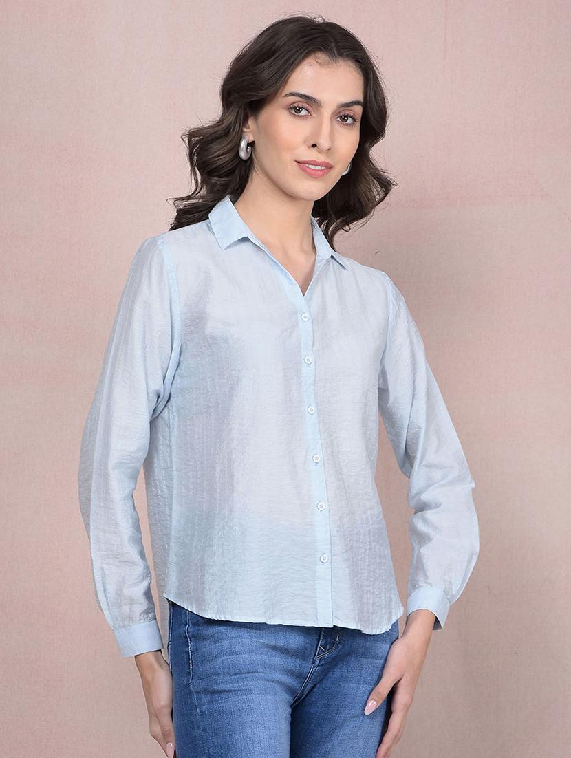 women solid collared regular shirt - 21854889 - Standard Image - 2