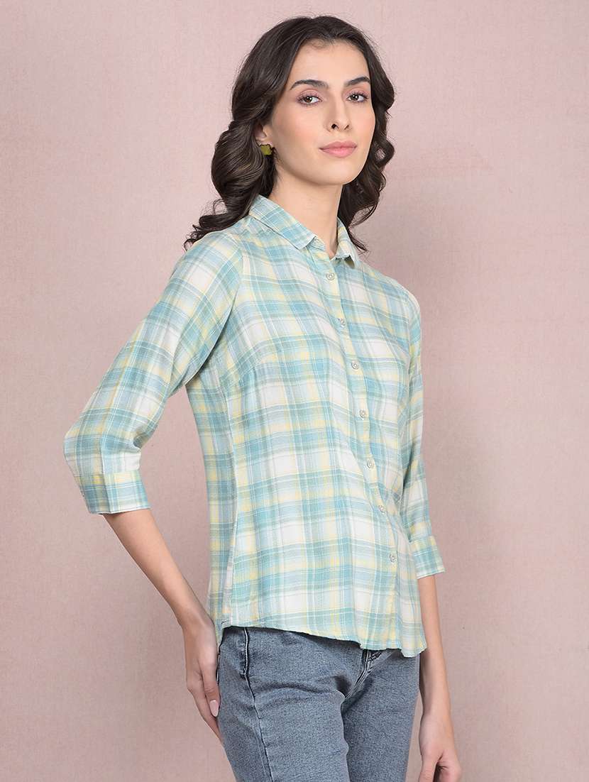 women checkered collared regular shirt - 21854891 -  Standard Image - 2