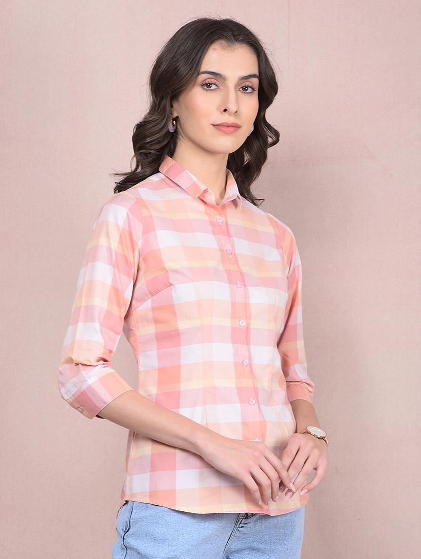 women checkered collared regular shirt - 21854901 - Standard Image - 2