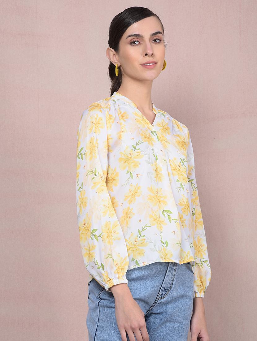 women floral printed puff sleeves regular top - 21854908 - Standard Image - 2