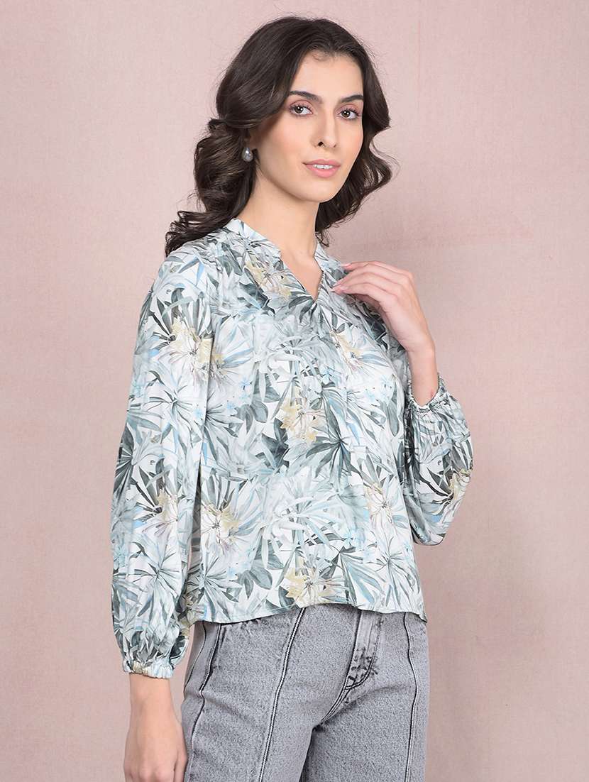 women printed puff sleeves regular top - 21854916 - Standard Image - 2