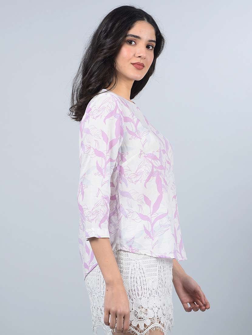 women printed round neck high low top - 21854927 -  Standard Image - 2