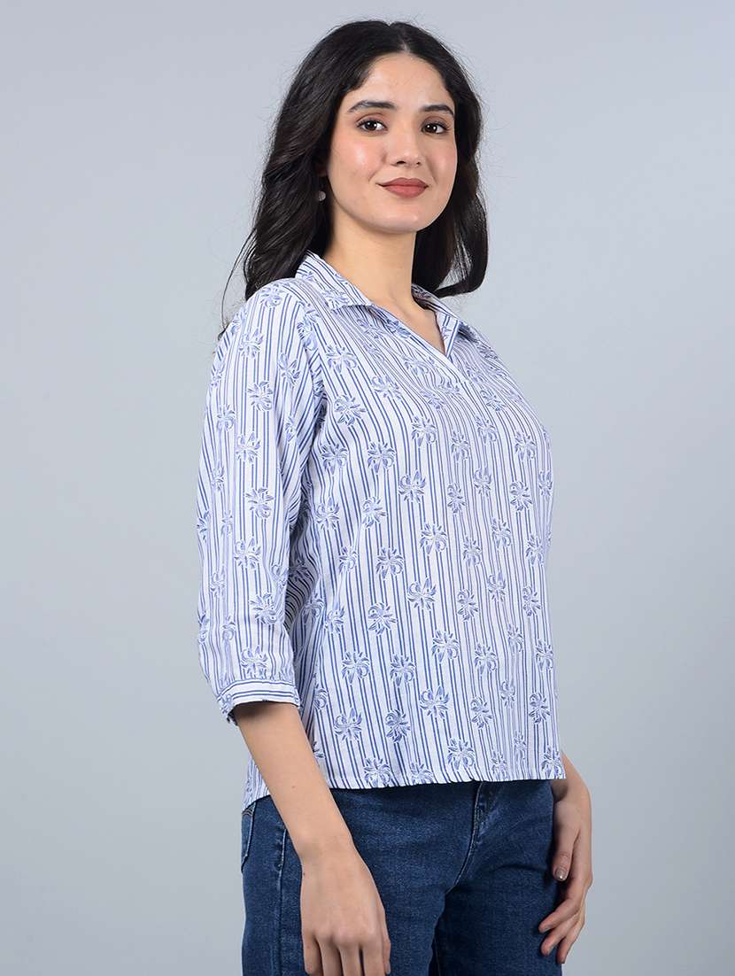 women printed collared regular top - 21854932 - Standard Image - 2