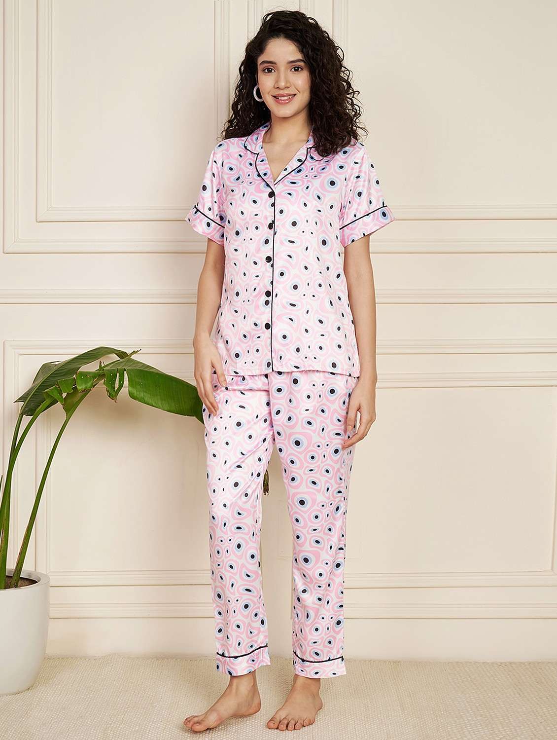 women printed nightwear pyjama set