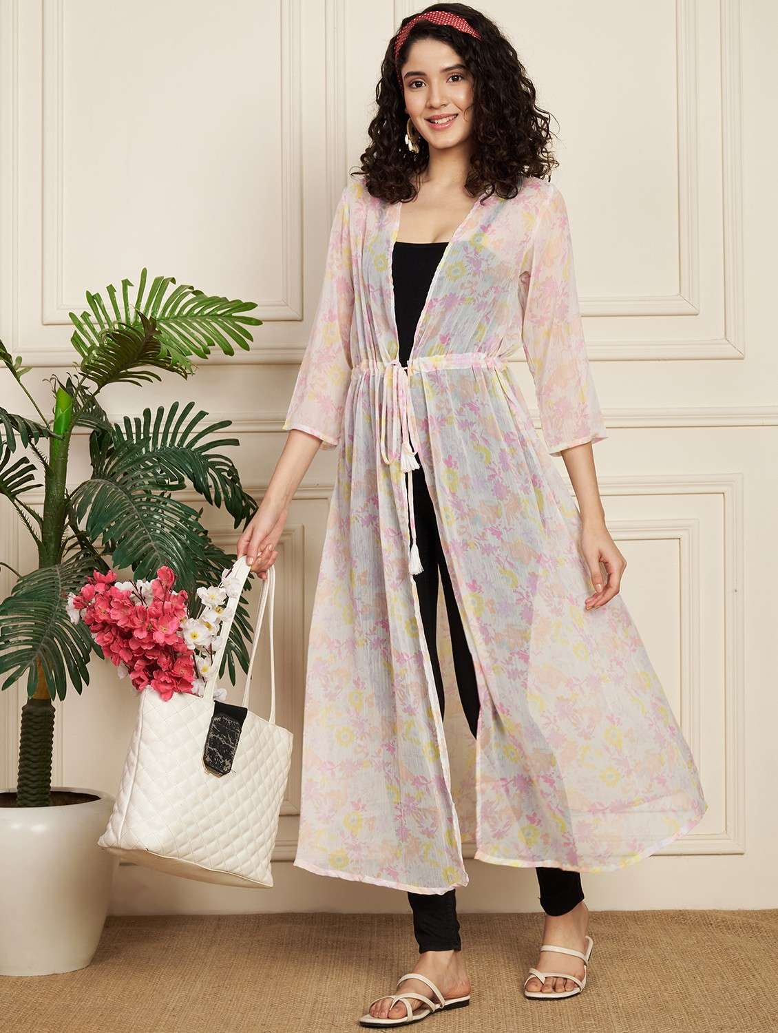 women printed regular long shrug