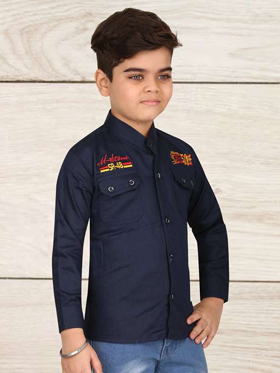 boys printed long sleeve casual shirt