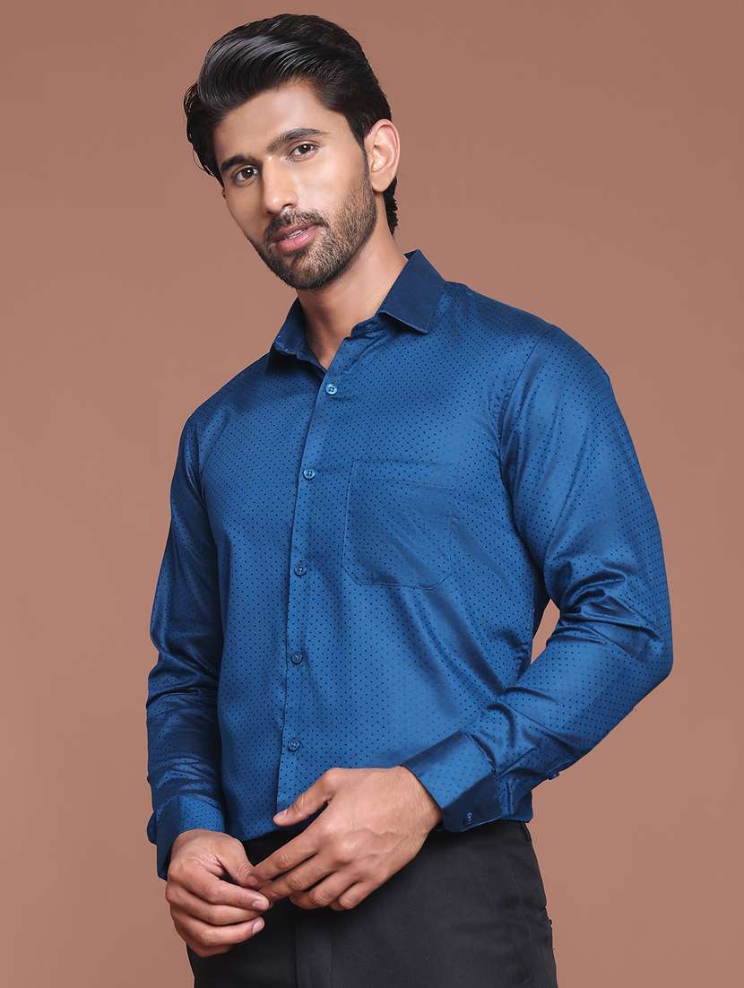 men polka dot long sleeve slim fit formal shirt - 21855051 -  Standard Image - 2