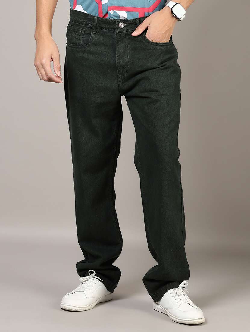 men plain mid rise full length denim jeans