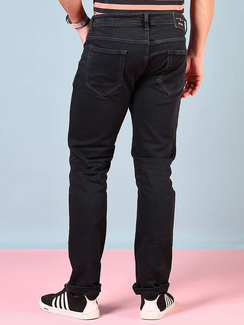  men plain mid rise full length denim jeans - 21855197 -  Standard Image - 2