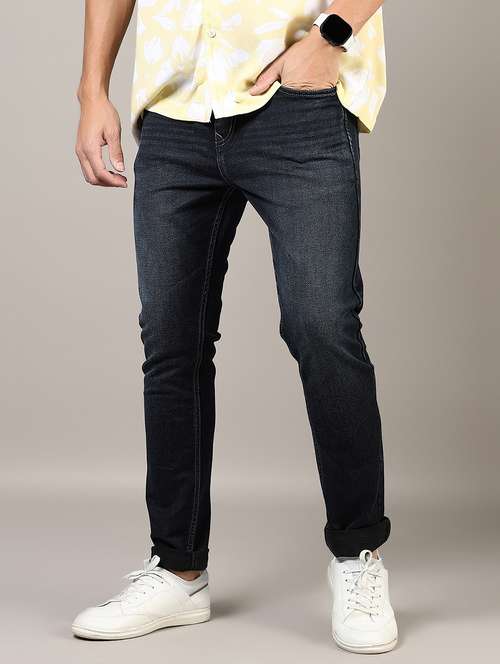 men washed mid rise full length denim jeans - 21855215 -  Standard Image - 0
