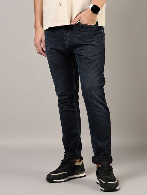men plain mid rise full length denim jeans - 21855216 - Standard Image - 0