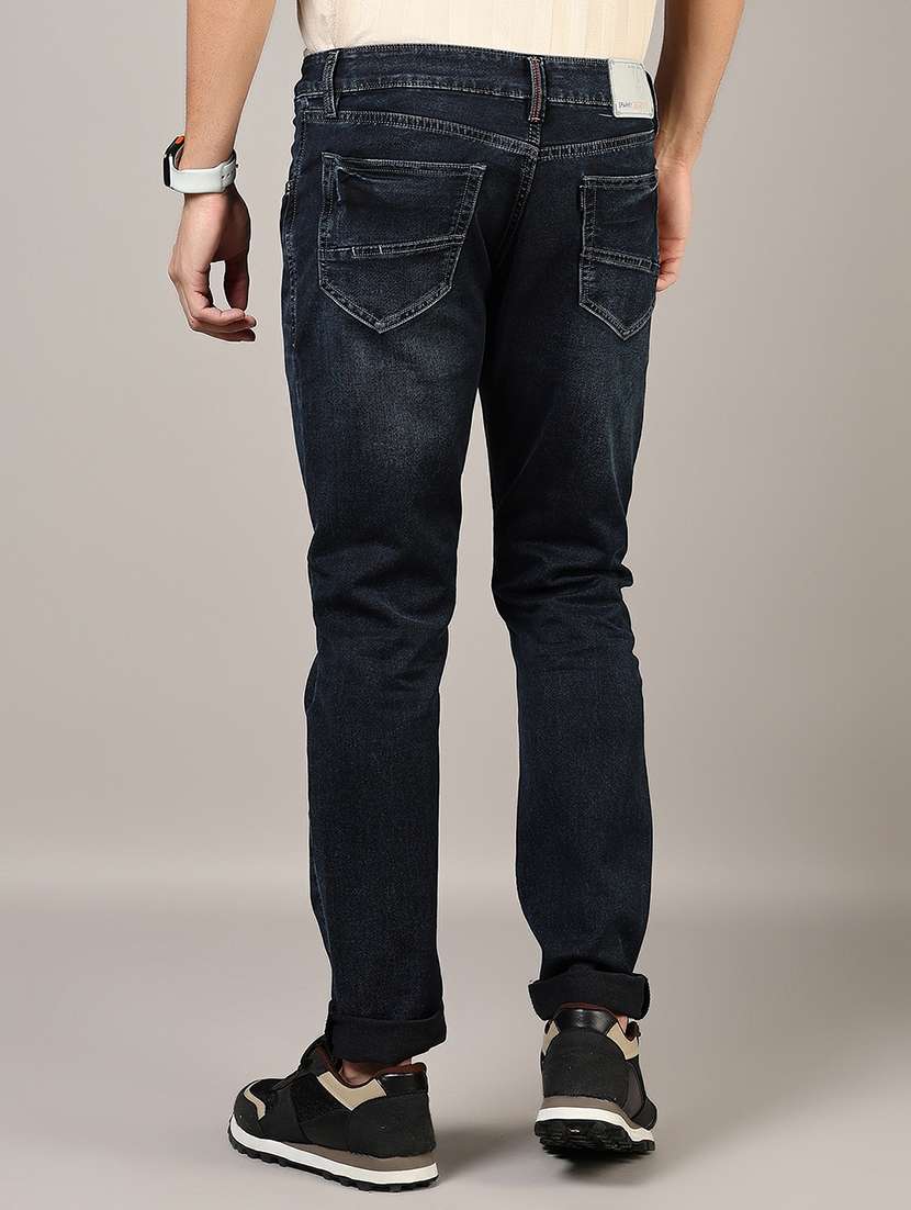 men plain mid rise full length denim jeans - 21855216 - Standard Image - 2