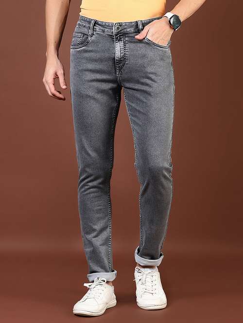 men plain mid rise full length denim jeans - 21855235 - Standard Image - 0
