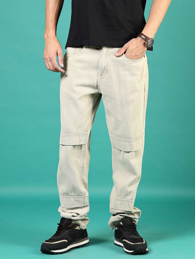 men solid mid rise full length jeans