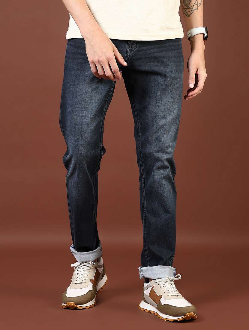 men washed mid rise full length denim jeans - 21855261 -  Zoom Image - 0