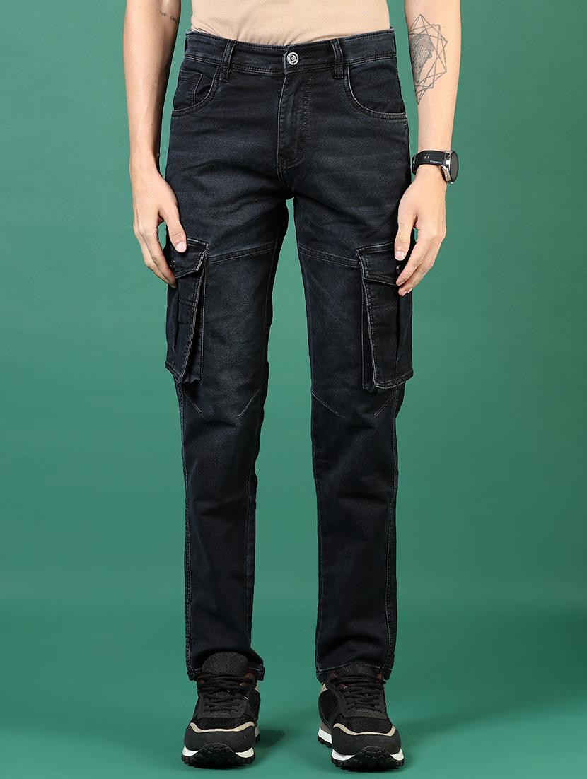 men black mid rise denim cargo - 21855271 - Zoom Image - 0