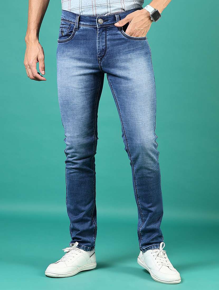 men washed mid rise full length denim jeans - 21855286 - Zoom Image - 0