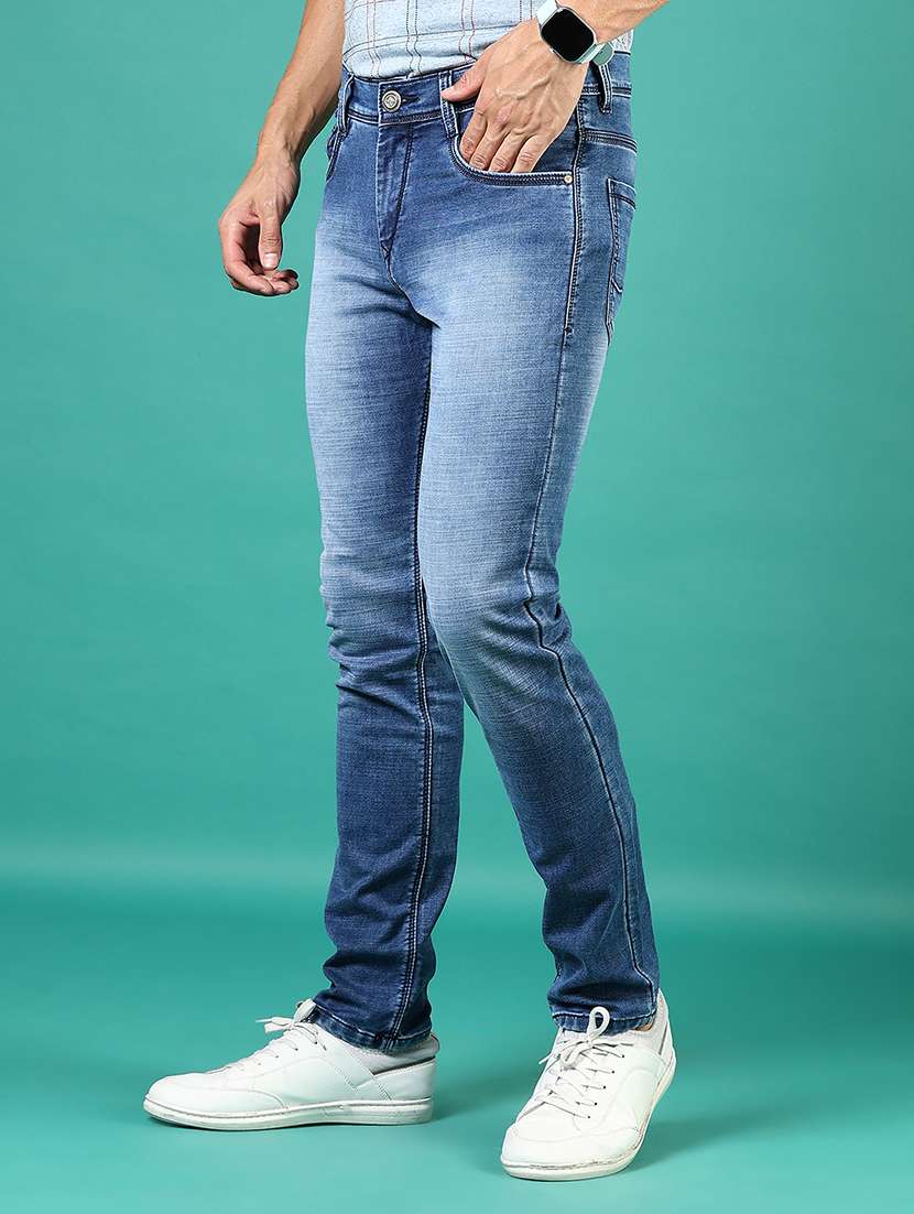 men washed mid rise full length denim jeans - 21855286 - Standard Image - 2