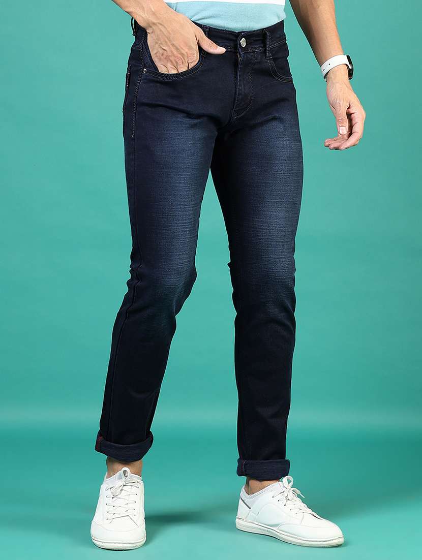 men washed mid rise full length denim jeans - 21855303 - Standard Image - 2
