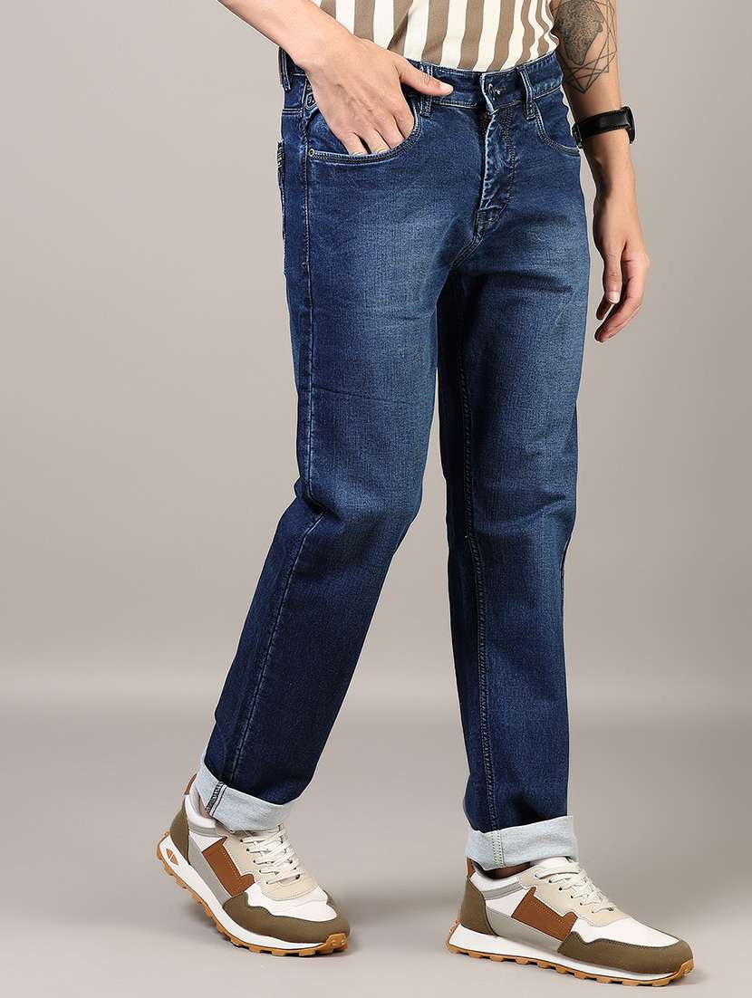 men washed mid rise full length denim jeans - 21855318 -  Standard Image - 2
