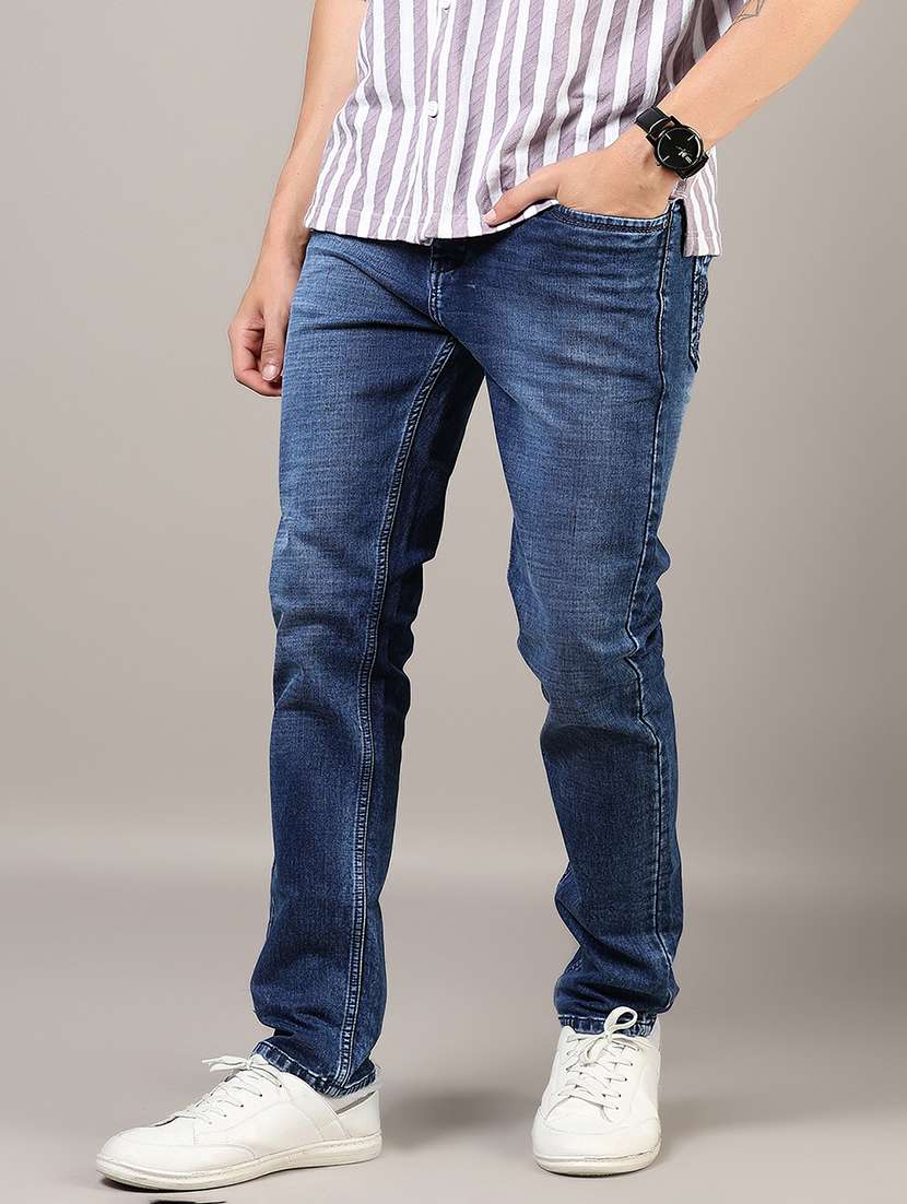 men washed mid rise full length denim jeans - 21855326 - Zoom Image - 0