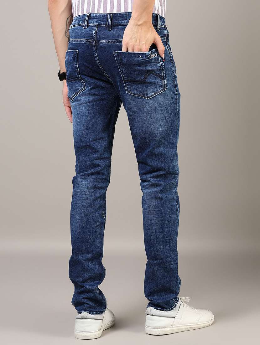 men washed mid rise full length denim jeans - 21855326 - Standard Image - 2
