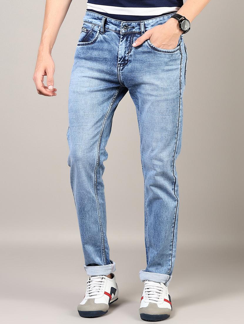 men washed mid rise full length denim jeans - 21855328 -  Zoom Image - 0
